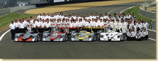 The Audi team for the 24 Hours of Le Mans 2002 (including Audi Sport Japan Team Goh)