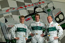 Audi Sport UK drivers for the 2003 Le Mans 24 Hour race: Mika Salo, Frank Biela and Perry McCarthy
