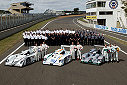 The Audi teams for the 2003 Le Mans 24 Hour race: Audi Sport Japan Team Goh, Team ADT Champion Racing and Audi Sport UK