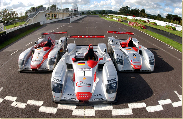 The three Le Mans winning Audis from 2002, 2001 and 2000 (from left to right)