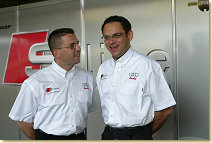 Albert Deuring, Technical Director, and Hans-Jürgen Abt (right), Team Director of Team Abt Sportsline