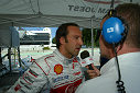 German driver Marco Werner meets the press after winning the pole