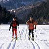 Swapping a race car for cross country skis: Tom Kristensen (left) and Frank Biela at the fitness camp in St. Moritz