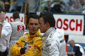 Abt-Audi driver Laurent Aiello (left) with rival Jean Alesi
