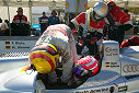 Frank Biela and Marco Werner (in the cockpit) during the driver change