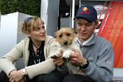 Mattias Ekström with partner Tina and dog Moss