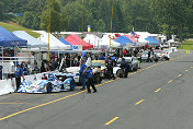 ALMS cars on newly-expanded Lime Rock pit road