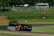 The two factory Corvettes in practice at Lime Rock