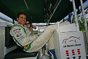 ALMS driver Cort Wagner relaxes during a break in practice