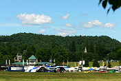 Beautiful Connecticut scenery in the background as James Weaver  heads to the Lime Rock pole