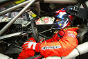 Tomas Enge is buckled into the #88 Prodrive Ferrari 550 Maranello s/n 108462