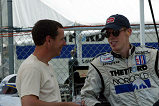 Dyson Racing teammates Butch Leitzinger (left) and Chris Dyson discuss Road Atlanta setups. Dyson set the fastest lap of the day in Tuesday's test session.