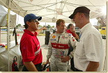 Rinaldo Capello, Tom Kristensen, Head of Audi Sport Dr Wolfgang Ullrich (from left)