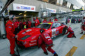 The #88 Veloqx Prodrive Ferrari 550 Maranello s/n 108462 receives service on its way to victory in the GTS class in the 24 Hours of Le Mans