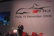 Prof Dr Martin Winterkorn, Chairman of the Boardat the Audi R10 presentation in Paris