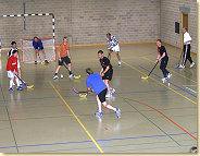 During the afternoons at the fitness camp in St. Moritz another hour was spent in the gym playing hockey (photo), volleyball or basketball