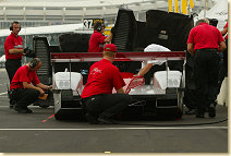 Men at work: The Audi crew in the pitlane