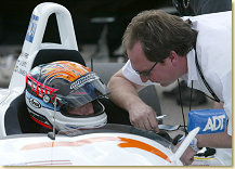 JJ Lehto (in the cockpit), with Brad Kettler, Technical Director of Champion Racing