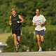Work out: Tom Kristensen and Emanuele Pirro (right) running on the track