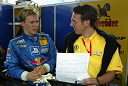 Mattias Ekström with his race engineer Alex Stehlig (right)