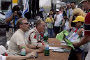 JJ Lehto and Johnny Herbert during the autograph session