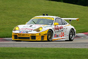 The #24 Alex Job Racing Porsche 911 GT3 RSR from the GT class  in Friday's test at Mid-Ohio