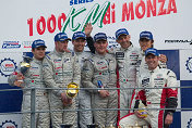 The Audi drivers on the podium at Monza