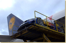 Departure for the race in Shanghai/China. Shipping of the Audi A4 DTM