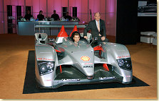 Tom Kristensen and Head of Audi Motorsport Dr Wolfgang Ullrich at the USA premiere of the Audi R10 in Los Angeles
