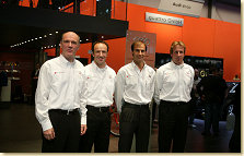 Dr Wolfgang Ullrich with the Audi sports car drivers Marco Werner, Emanuele Pirro and Frank Biela (from left)